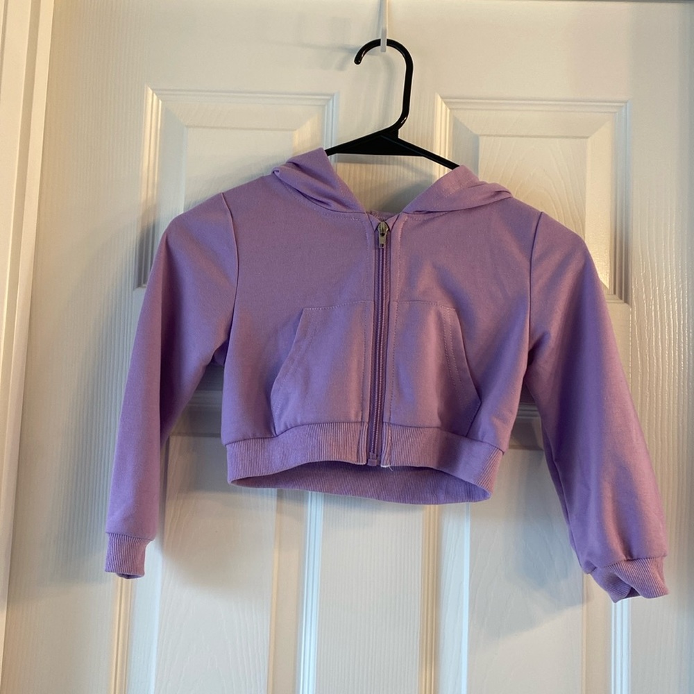 Girls Cropped Zip Up Jacket with Hood - Size (5/6)